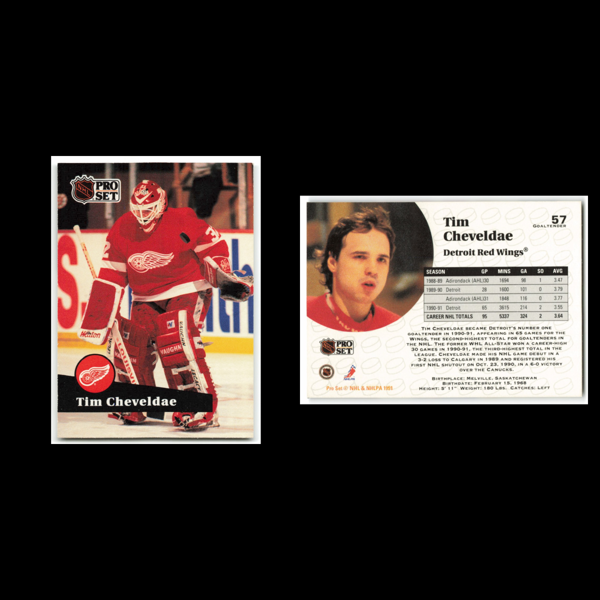 Tim Cheveldae #57 1991 Pro Set Detroit Red Wings Hockey Card NHL NM