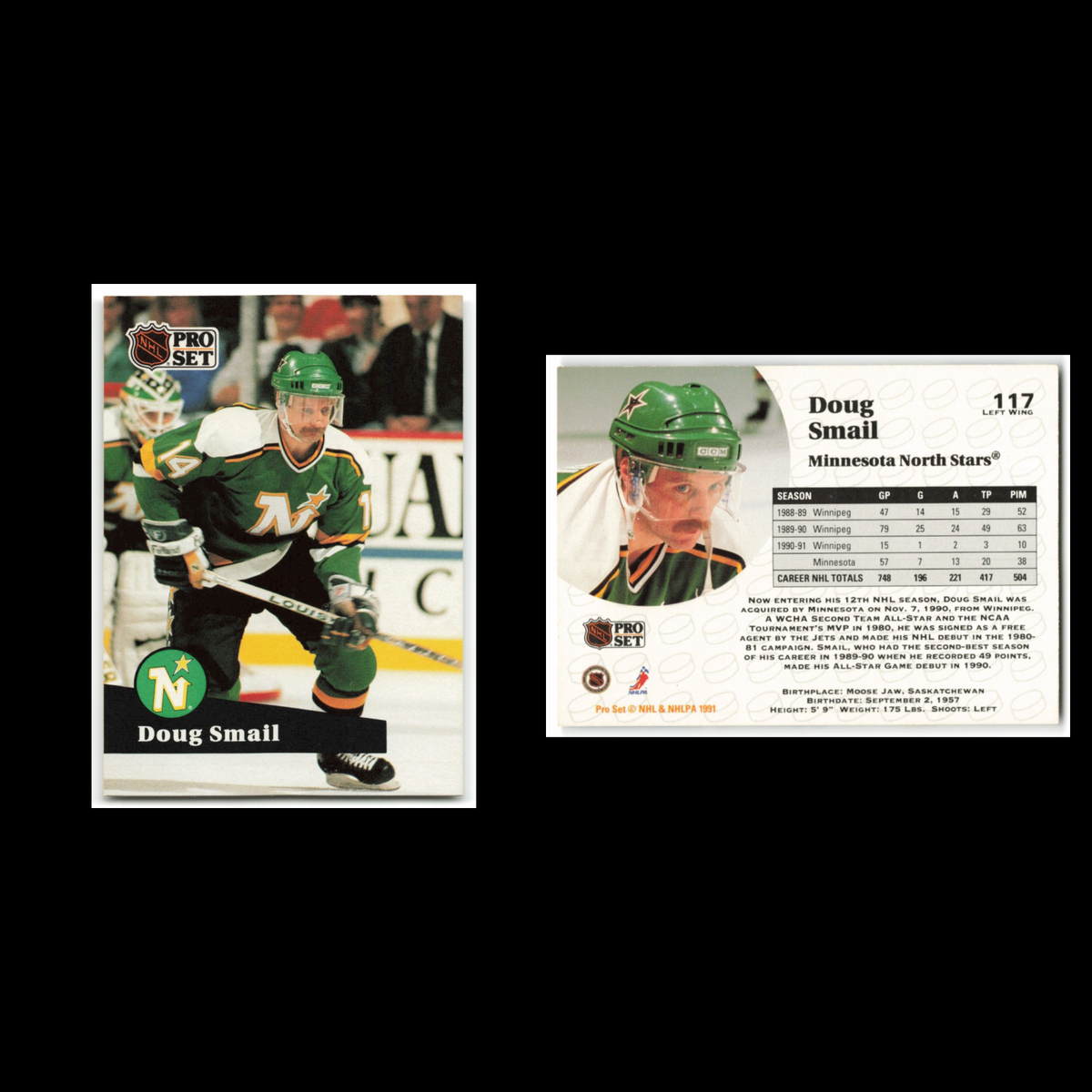 Doug Smail #117 1991 Pro Set Minnesota North Stars Hockey Card NHL NM