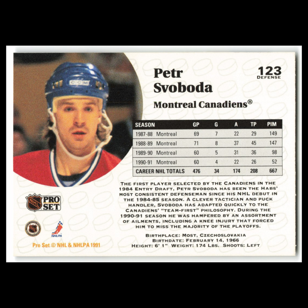 Petr Svoboda #123 1991 Pro Set Montreal Canadiens Hockey Card NHL NM