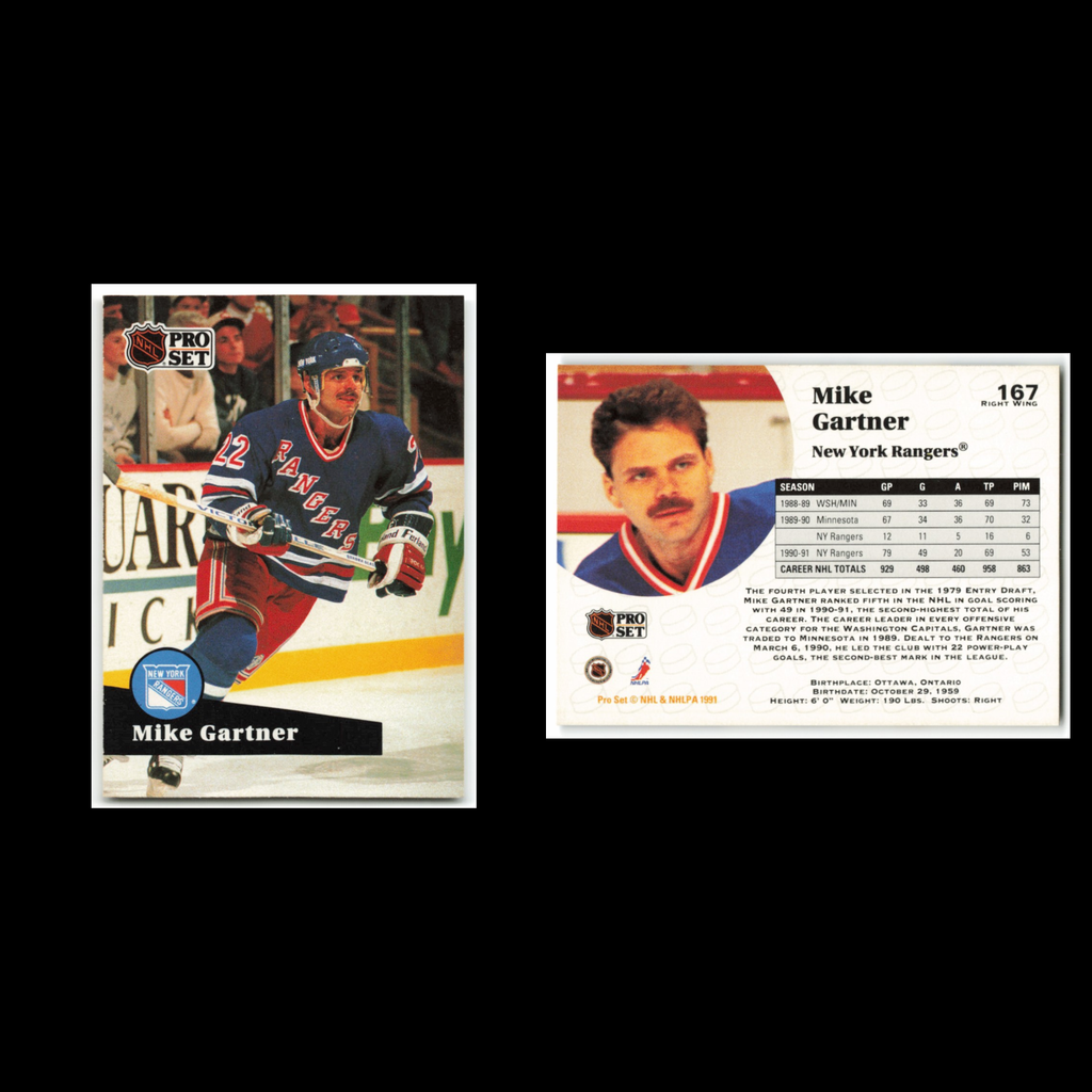 Mike Gartner #167 1991 Pro Set New York Rangers Hockey Card NHL NM