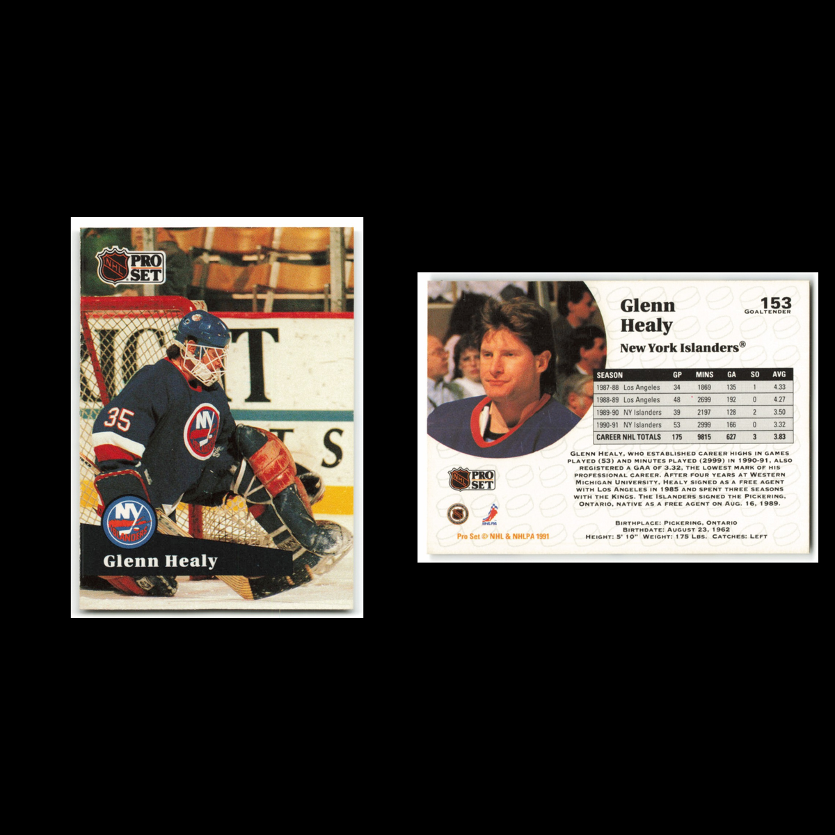 Glenn Healy #153 1991 Pro Set New York Islanders Hockey Card NHL NM