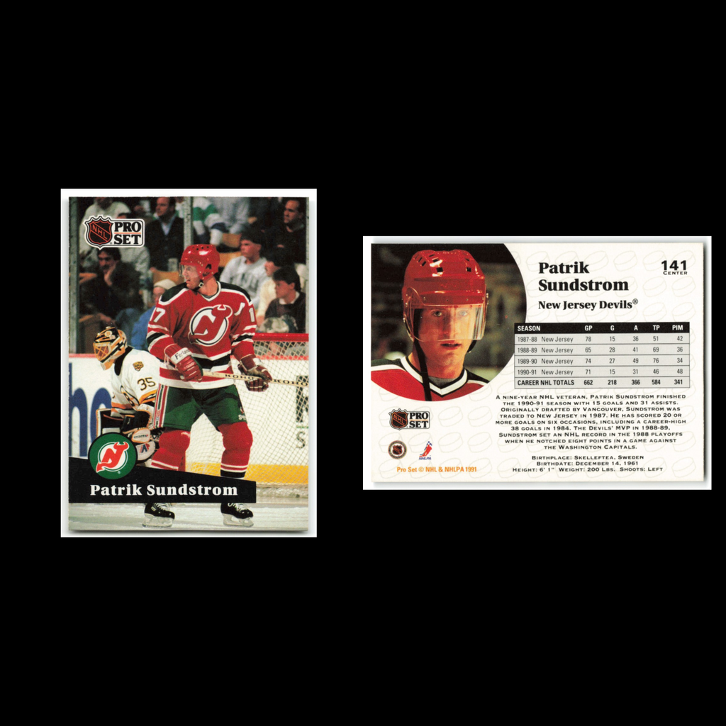 Patrik Sundstrom #141 1991 Pro Set New Jersey Devils Hockey Card NHL NM