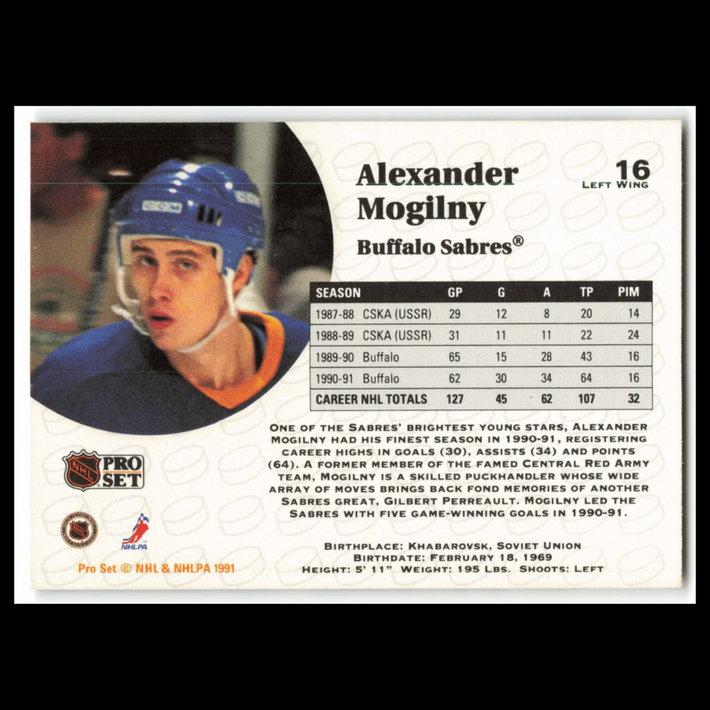 Alexander Mogilny #16 1991 Pro Set Buffalo Sabres Hockey Card NHL NM