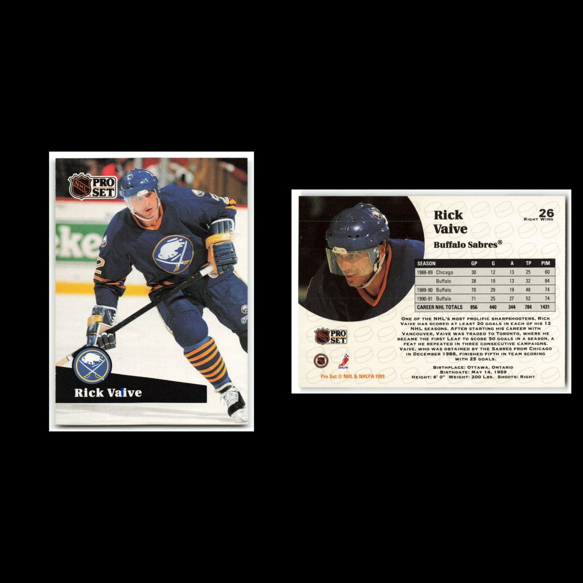 Rick Vaive #26 1991 Pro Set Buffalo Sabres Hockey Card NHL NM