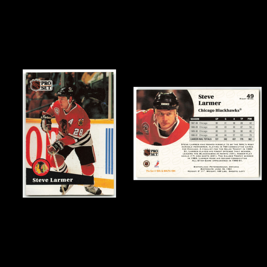 Steve Larmer #49 1991 Pro Set Chicago Blackhawks Hockey Card NHL NM