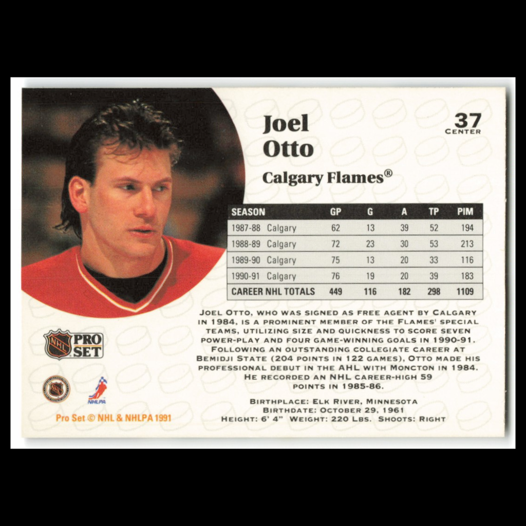 Joel Otto #37 1991 Pro Set Calgary Flames Hockey Card NHL NM