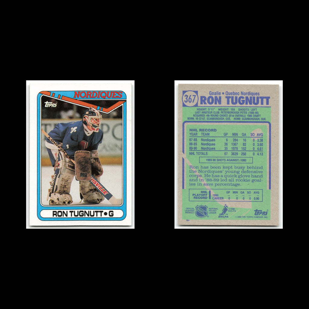 Ron Tugnutt #367 1990 Topps Quebec Nordiques Hockey Card NHL NM