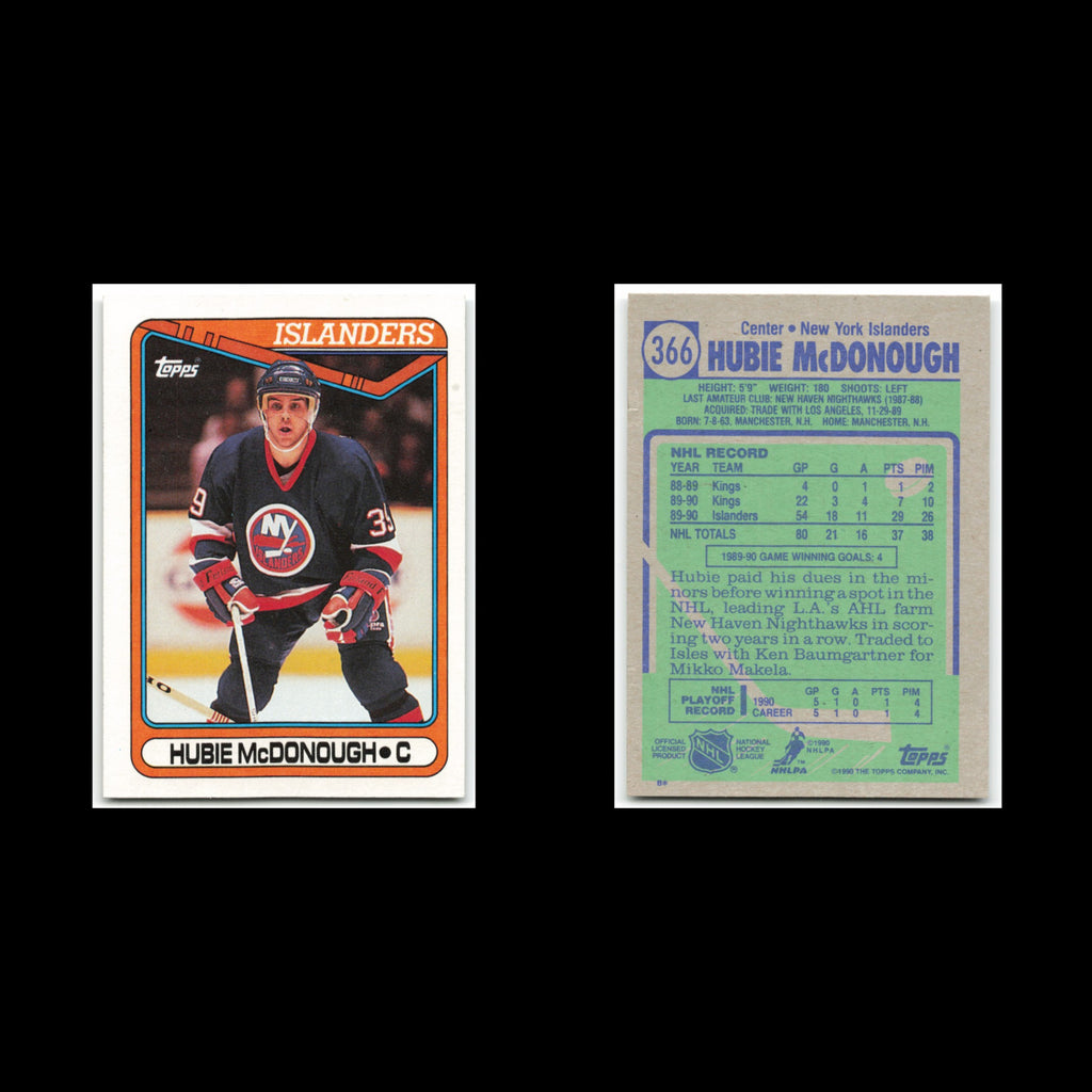 Hubie McDonough #366 1990 Topps New York Islanders Hockey Card NHL NM