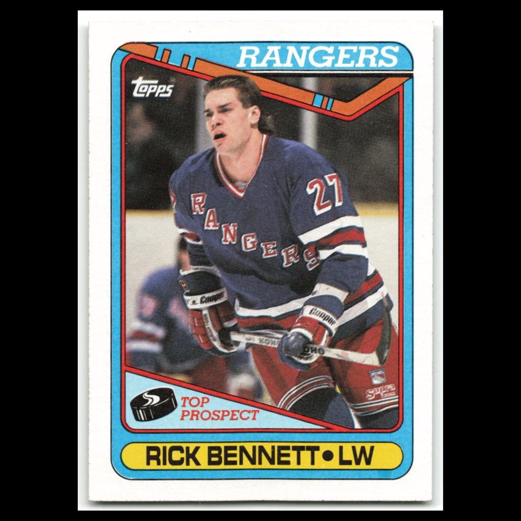 Rick Bennett Rookie #252 1990 Topps New York Rangers Hockey Card NHL NM