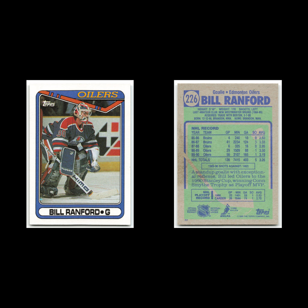 Bill Ranford #226 1990 Topps Edmonton Oilers Hockey Card NHL NM