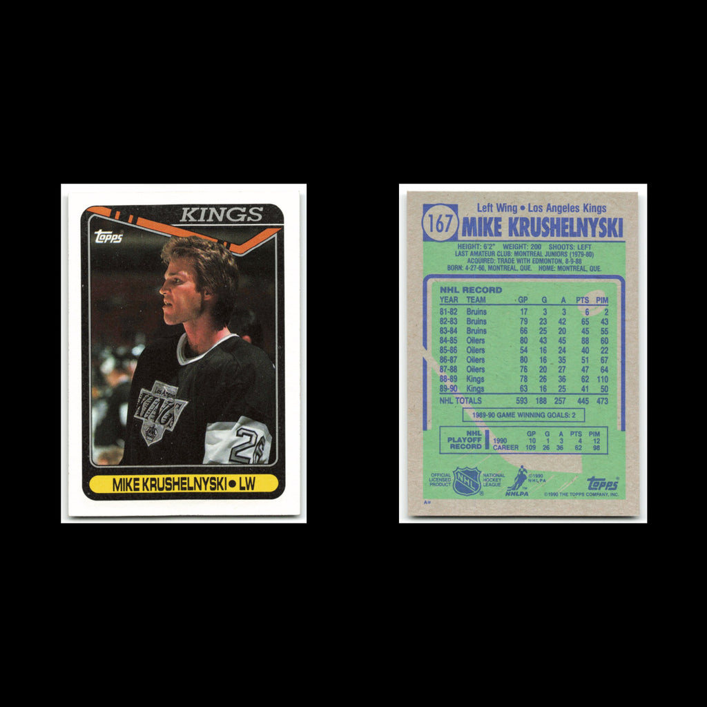 Mike Krushelnyski #167 1990 Topps Los Angeles Kings Hockey Card NHL NM