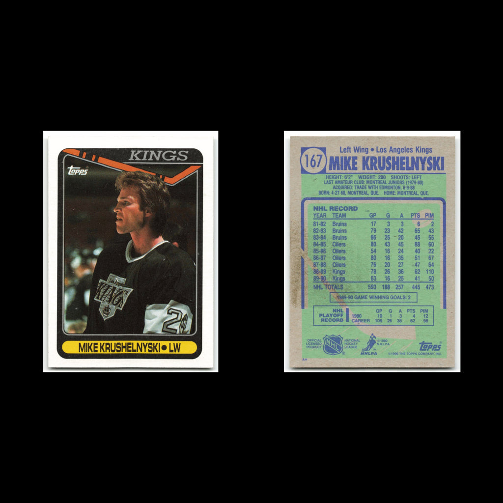 Mike Krushelnyski #167 1990 Topps Los Angeles Kings Hockey Card NHL NM