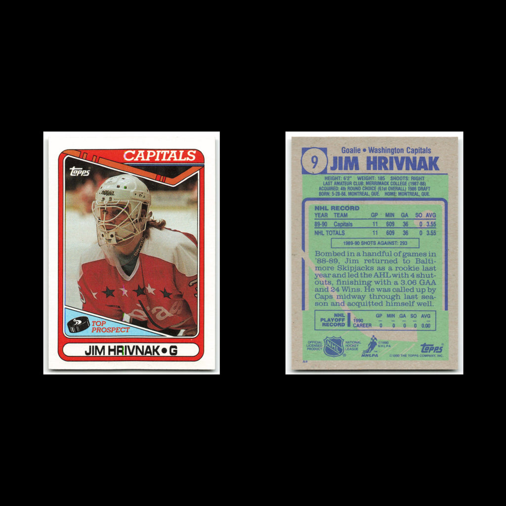 Jim Hrivnak Rookie #9 1990 Topps Washington Capitals Hockey Card NHL NM