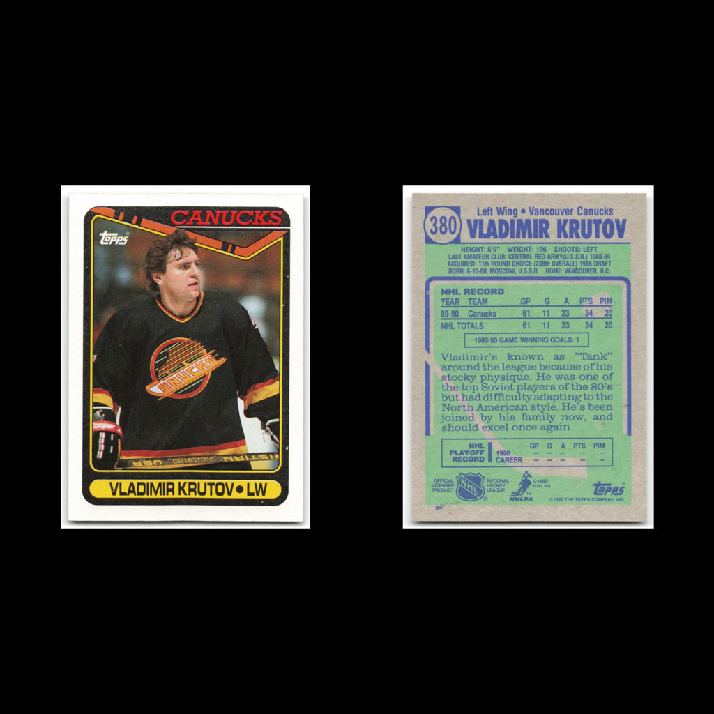 Vladimir Krutov Rookie #380 1990 Topps Vancouver Canucks Hockey Card NHL NM