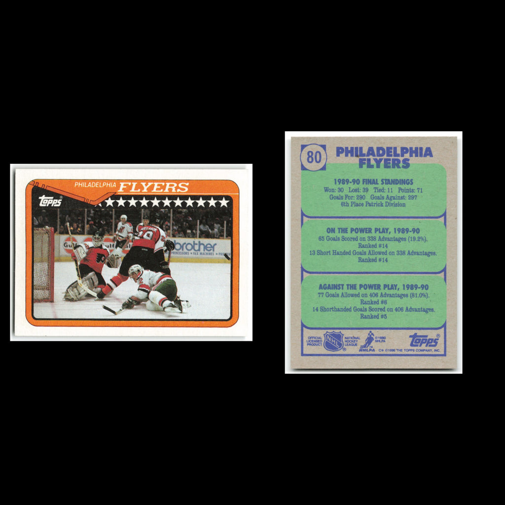 Philadelphia Flyers #80 1990 Topps Philadelphia Flyers Hockey Card NHL NM
