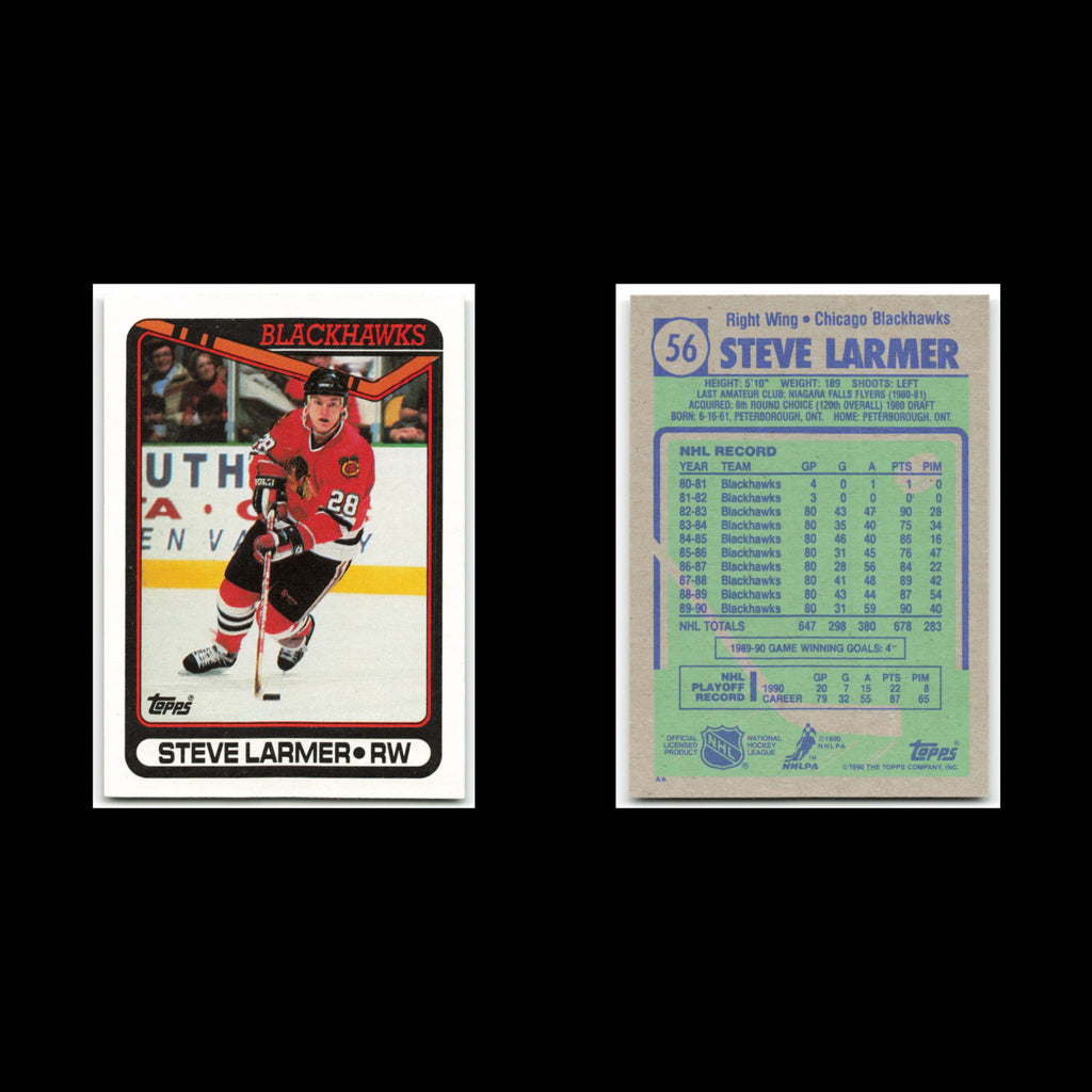 Steve Larmer #56 1990 Topps Chicago Blackhawks Hockey Card NHL NM