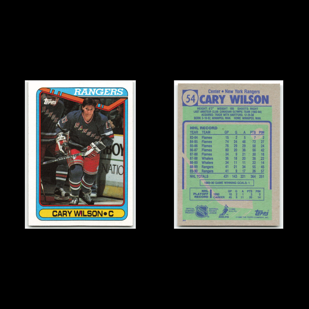 Carey Wilson #54 1990 Topps New York Rangers Hockey Card NHL NM