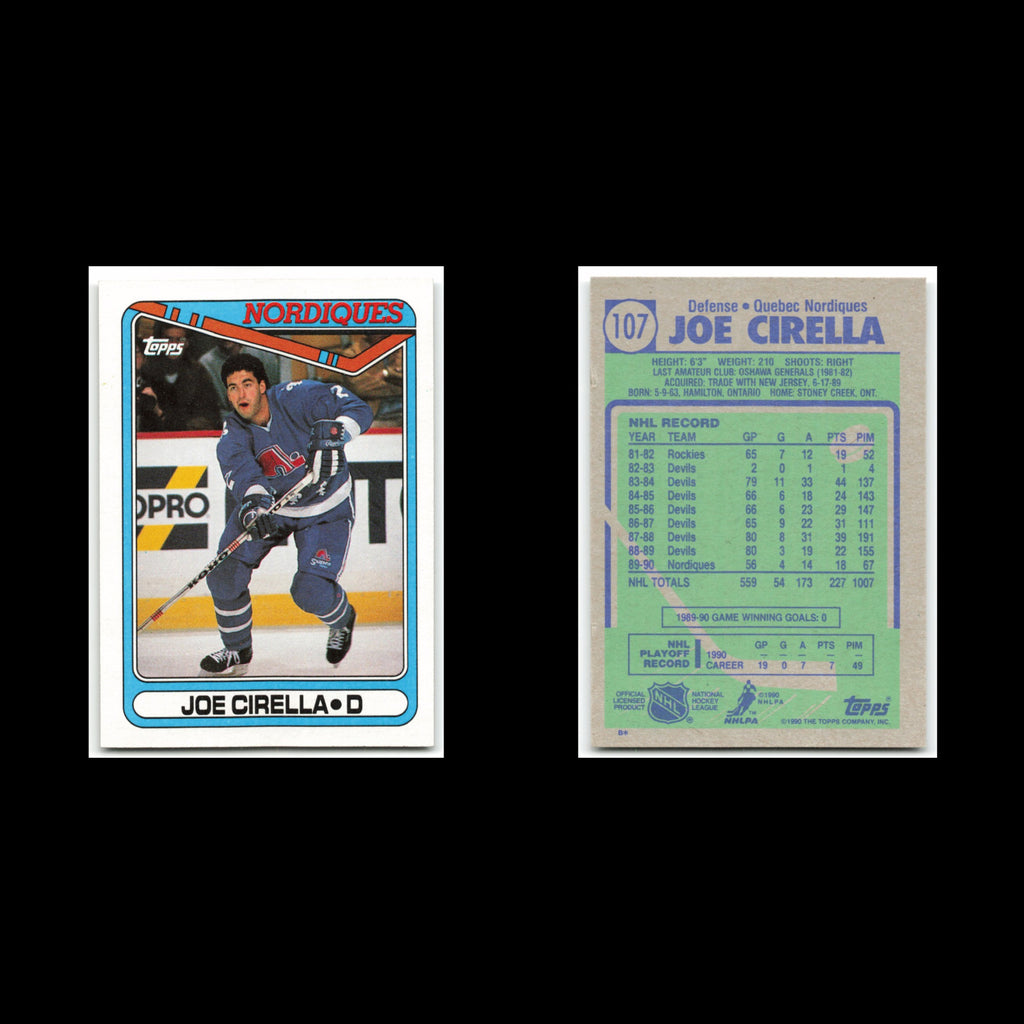 Joe Cirella #107 1990 Topps Quebec Nordiques Hockey Card NHL NM