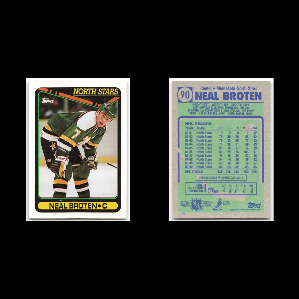Neal Broten #90 1990 Topps Minnesota North Stars Hockey Card NHL NM