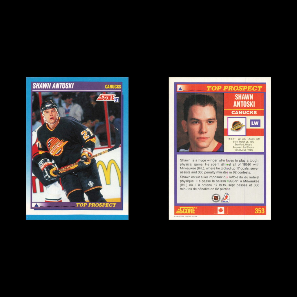 Shawn Antoski Rookie #353 1991 Score Canadian Vancouver Canucks Hockey Card NHL