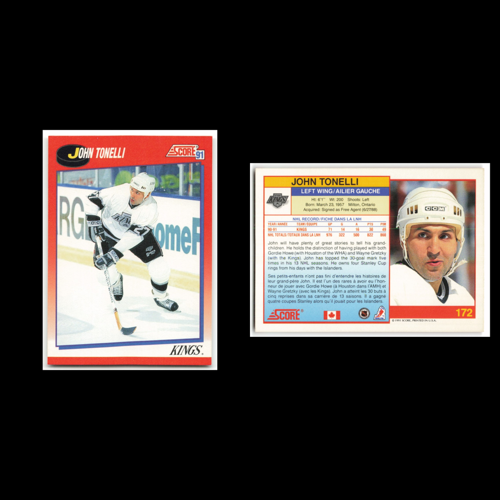 John Tonelli #172 1991 Score Canadian Los Angeles Kings Hockey Card NHL NM