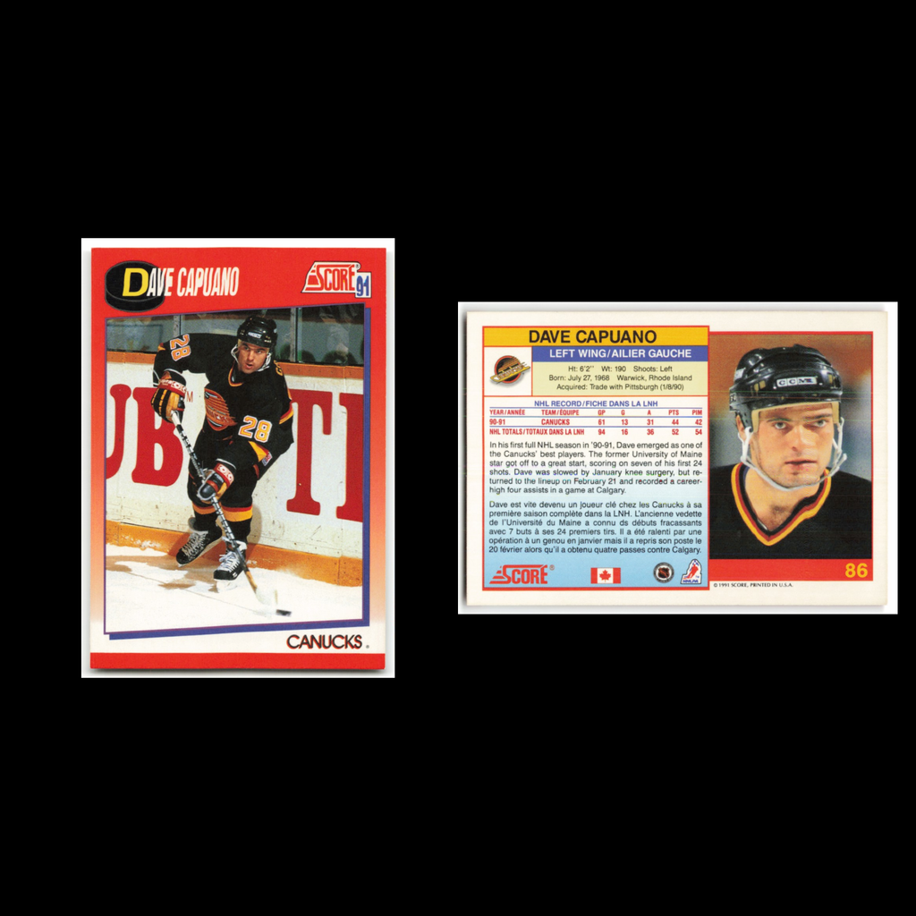 Dave Capuano #86 1991 Score Canadian Vancouver Canucks Hockey Card NHL NM