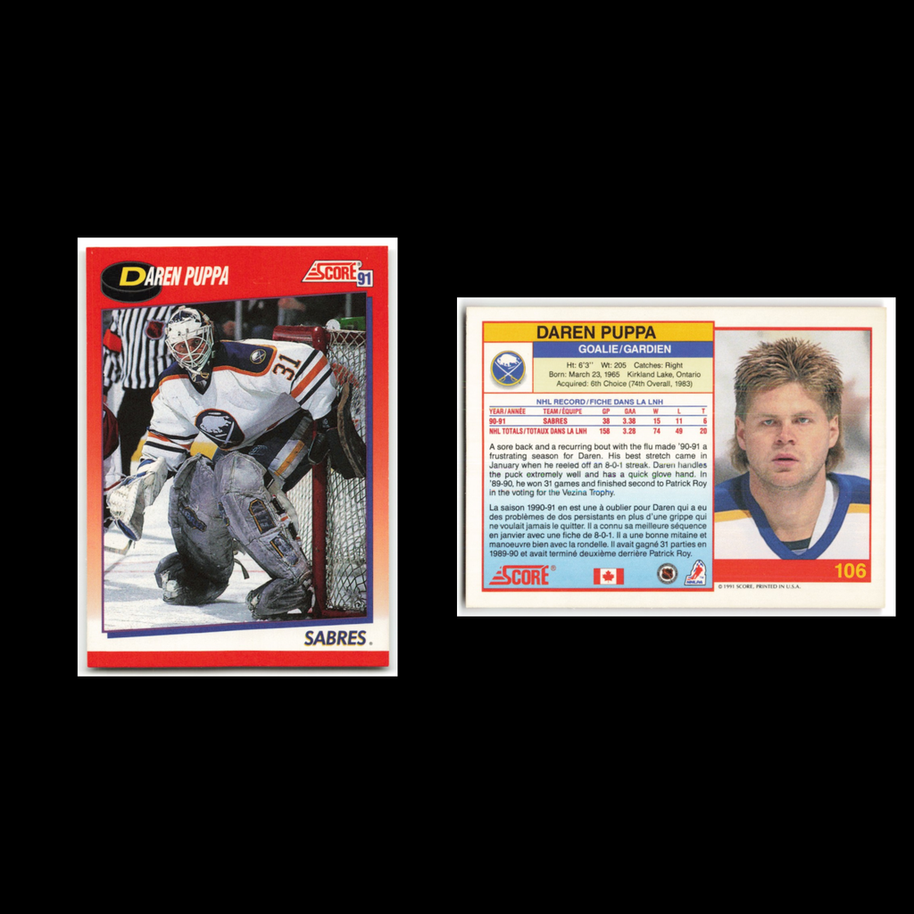 Daren Puppa #106 1991 Score Canadian Buffalo Sabres Hockey Card NHL NM