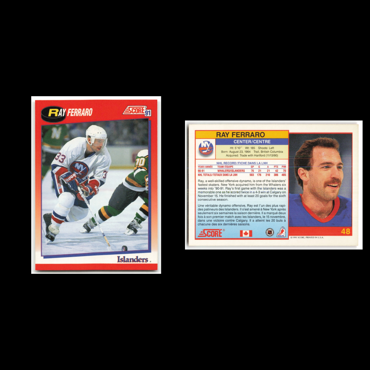 Ray Ferraro #48 1991 Score Canadian New York Islanders Hockey Card NHL NM