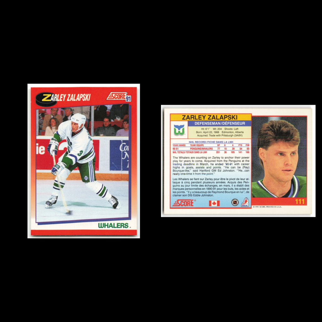 Zarley Zalapski #111 1991 Score Canadian Hartford Whalers Hockey Card NHL NM