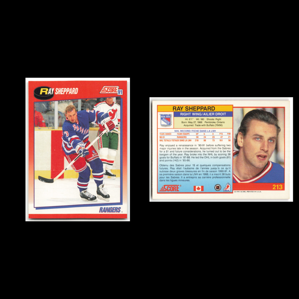 Ray Sheppard #213 1991 Score Canadian New York Rangers Hockey Card NHL NM