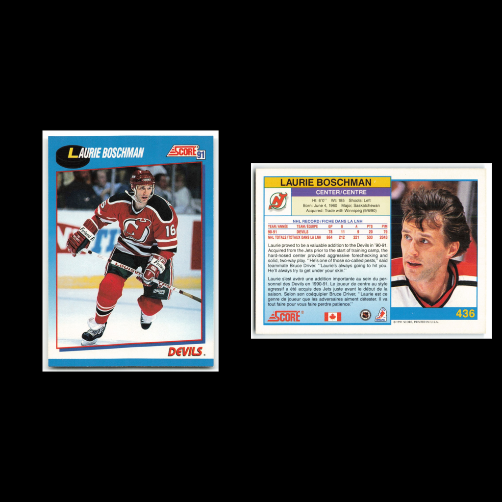 Laurie Boschman #436 1991 Score Canadian New Jersey Devils Hockey Card NHL NM