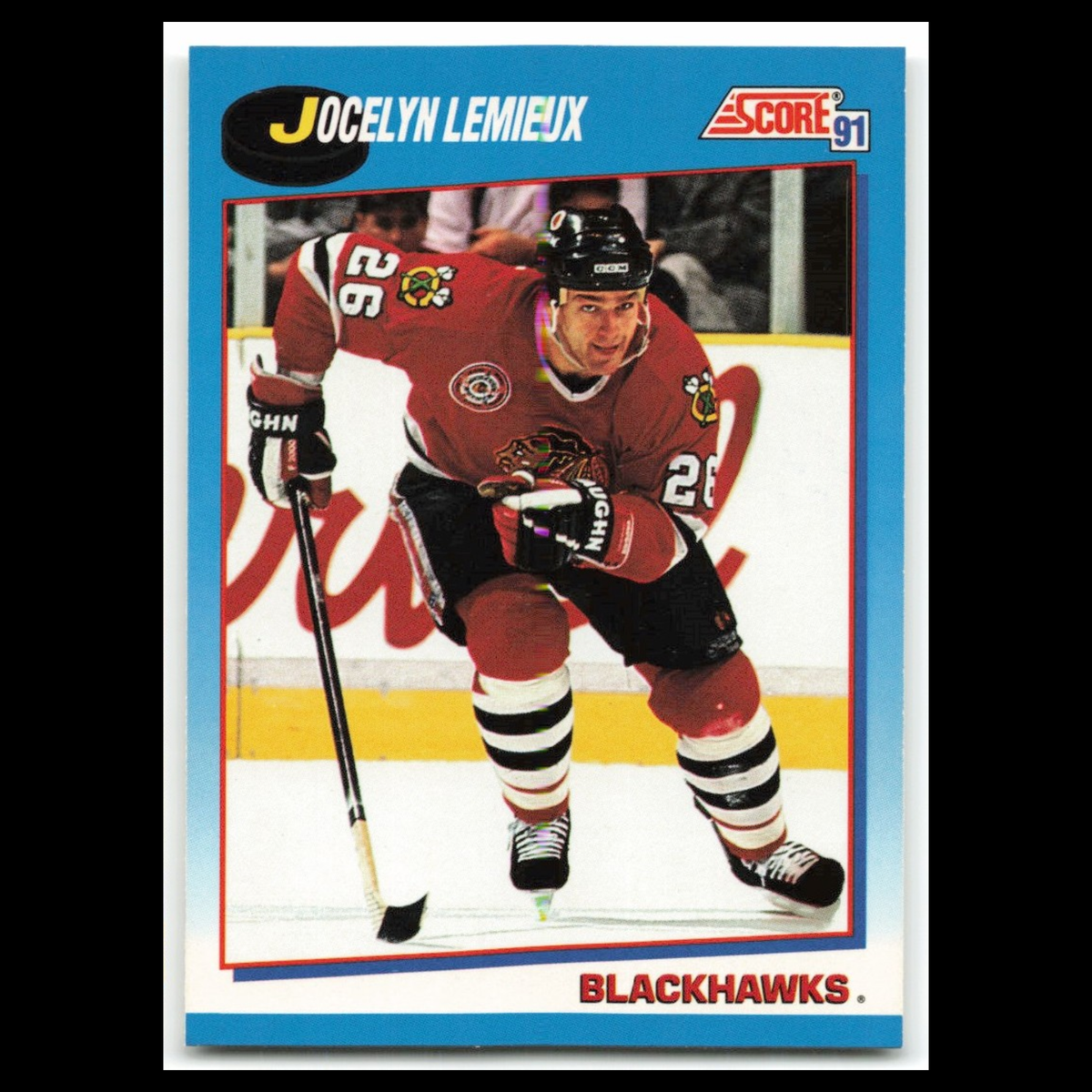 Jocelyn Lemieux #447 1991 Score Canadian Chicago Blackhawks Hockey Card NHL NM