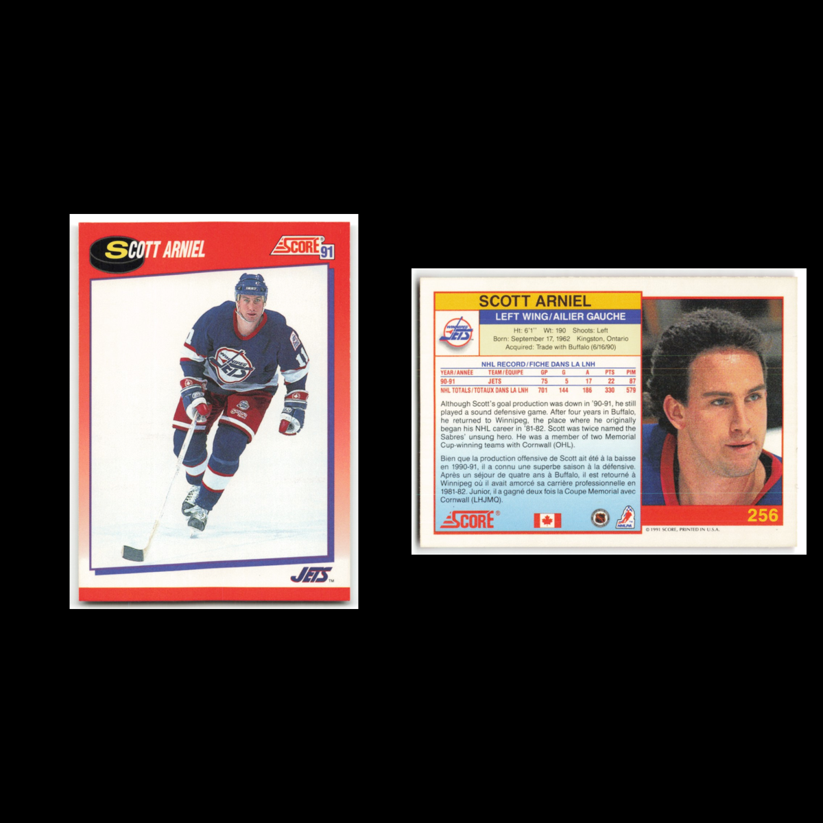 Scott Arniel #256 1991 Score Canadian Winnipeg Jets Hockey Card NHL NM