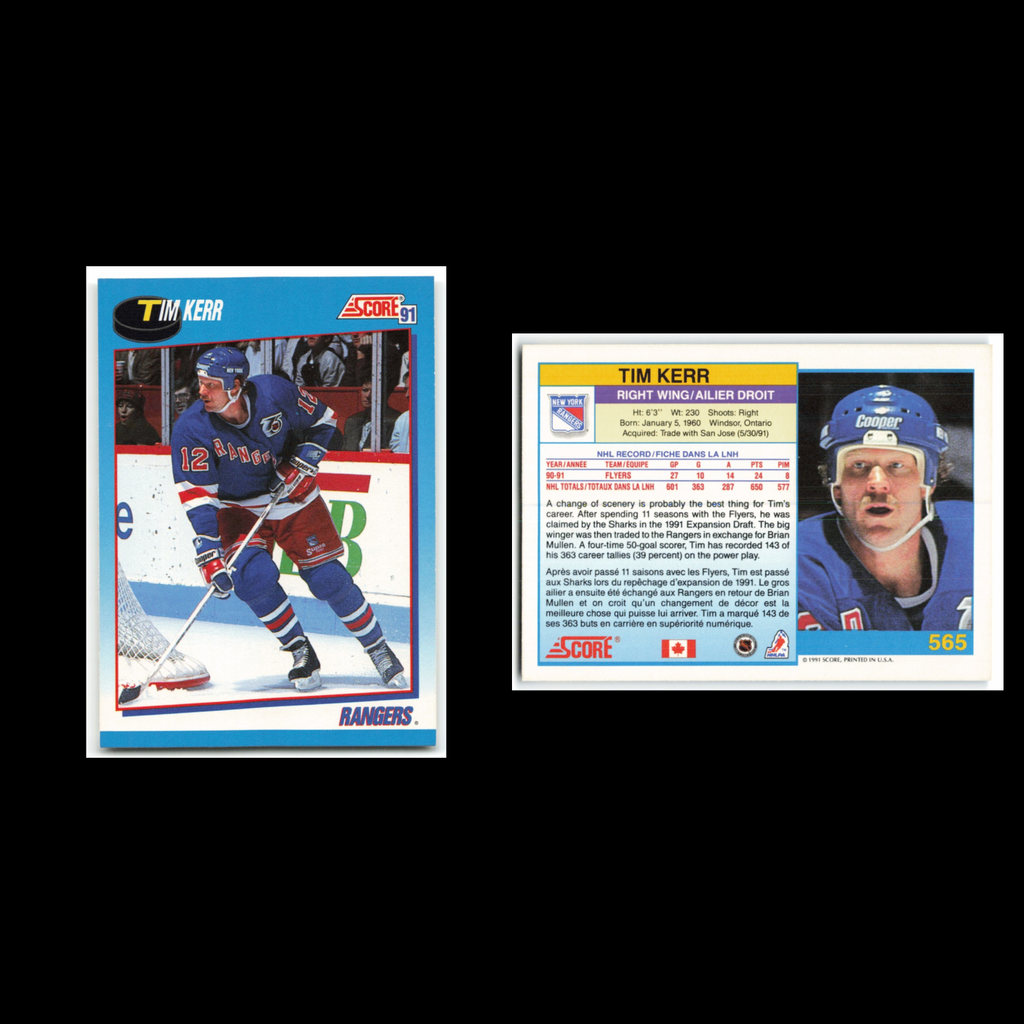 Tim Kerr #565 1991 Score Canadian New York Rangers Hockey Card NHL NM