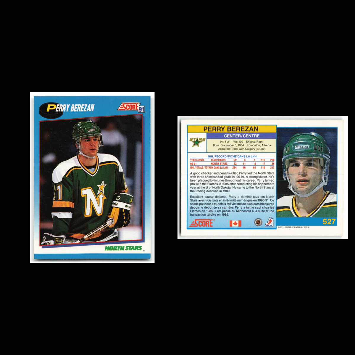 Perry Berezan #527 1991 Score Canadian Minnesota North Stars Hockey Card NHL NM