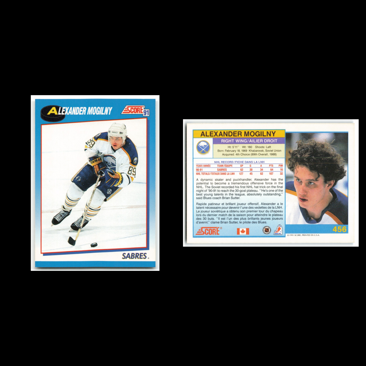 Alexander Mogilny #456 1991 Score Canadian Buffalo Sabres Hockey Card NHL NM