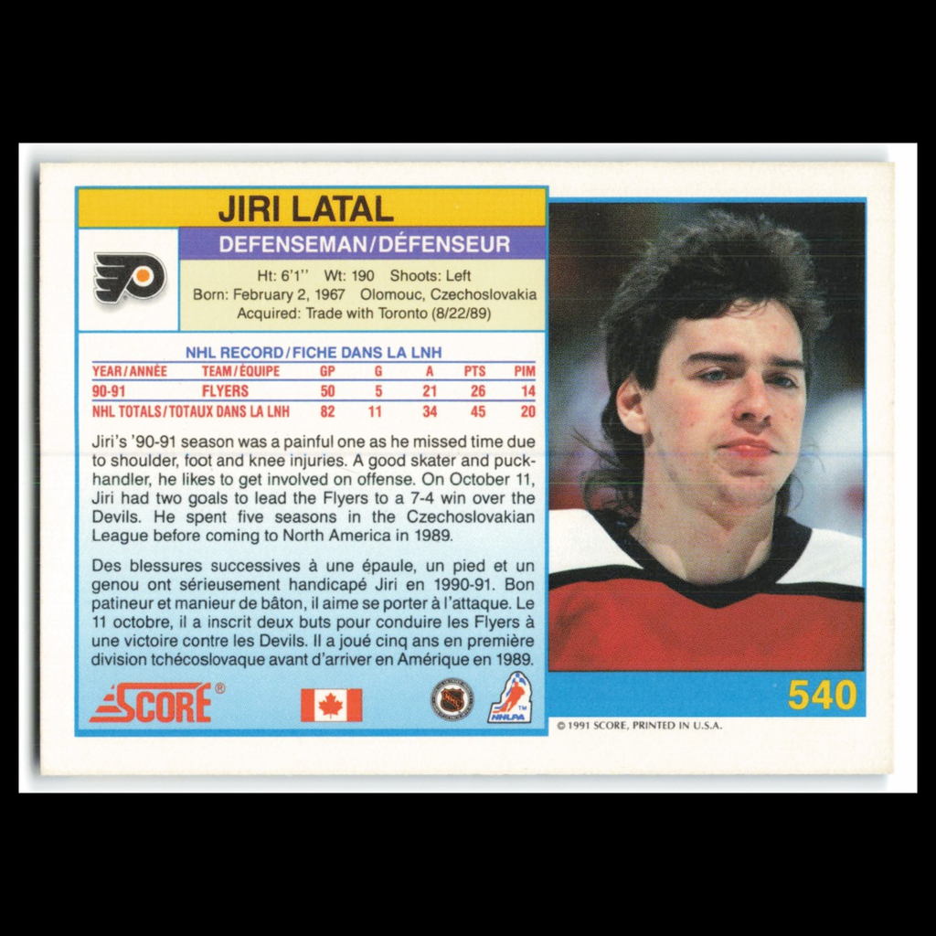 Jiri Latal #540 1991 Score Canadian Philadelphia Flyers Hockey Card NHL NM