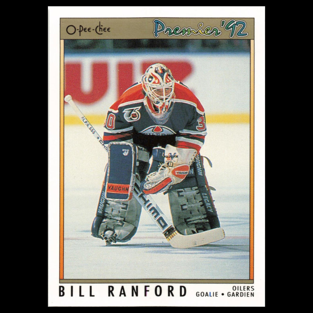 Bill Ranford #18 1992 O-Pee-Chee Premier Edmonton Oilers Hockey Card NHL NM