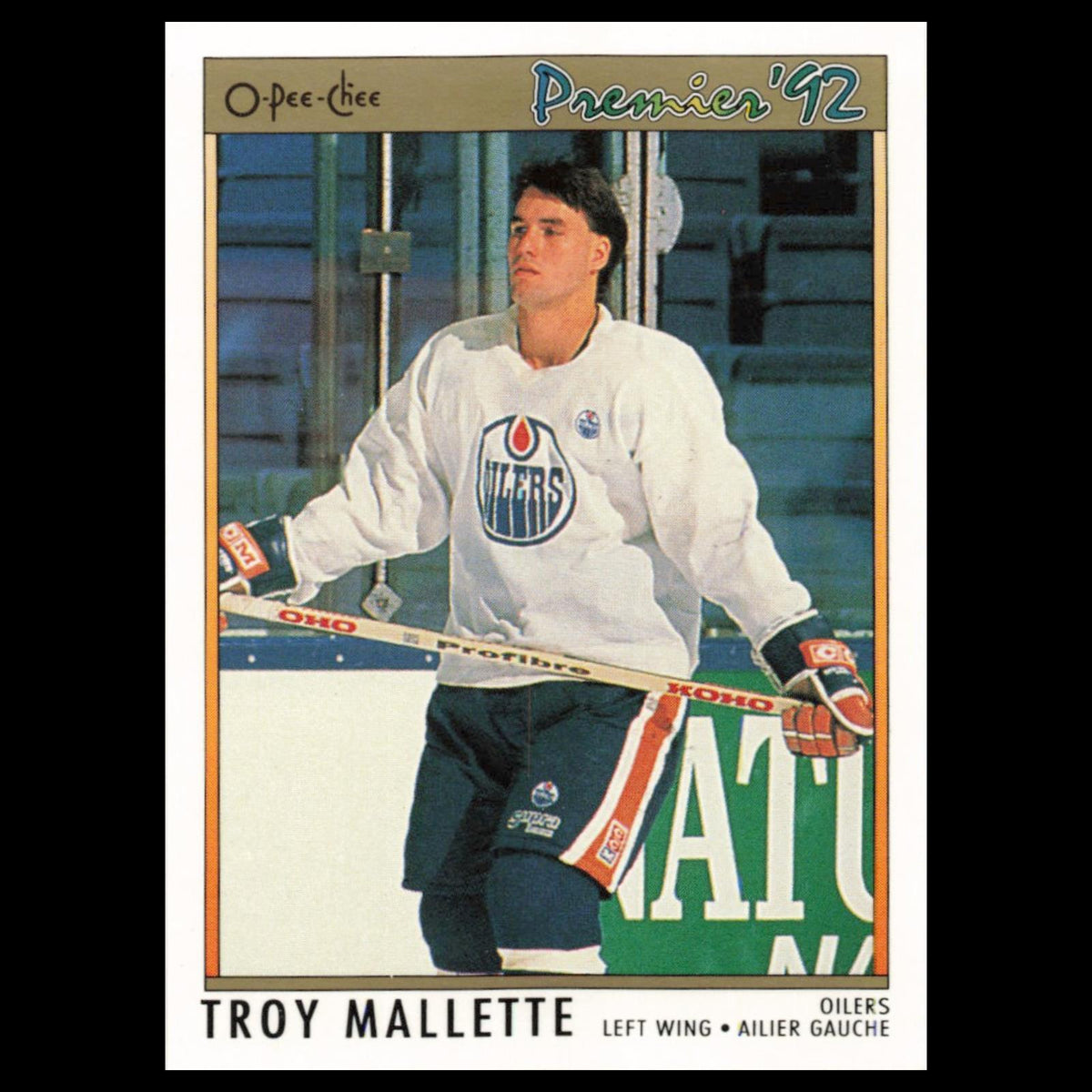 Troy Mallette #39 1992 O-Pee-Chee Premier Edmonton Oilers Hockey Card NHL NM