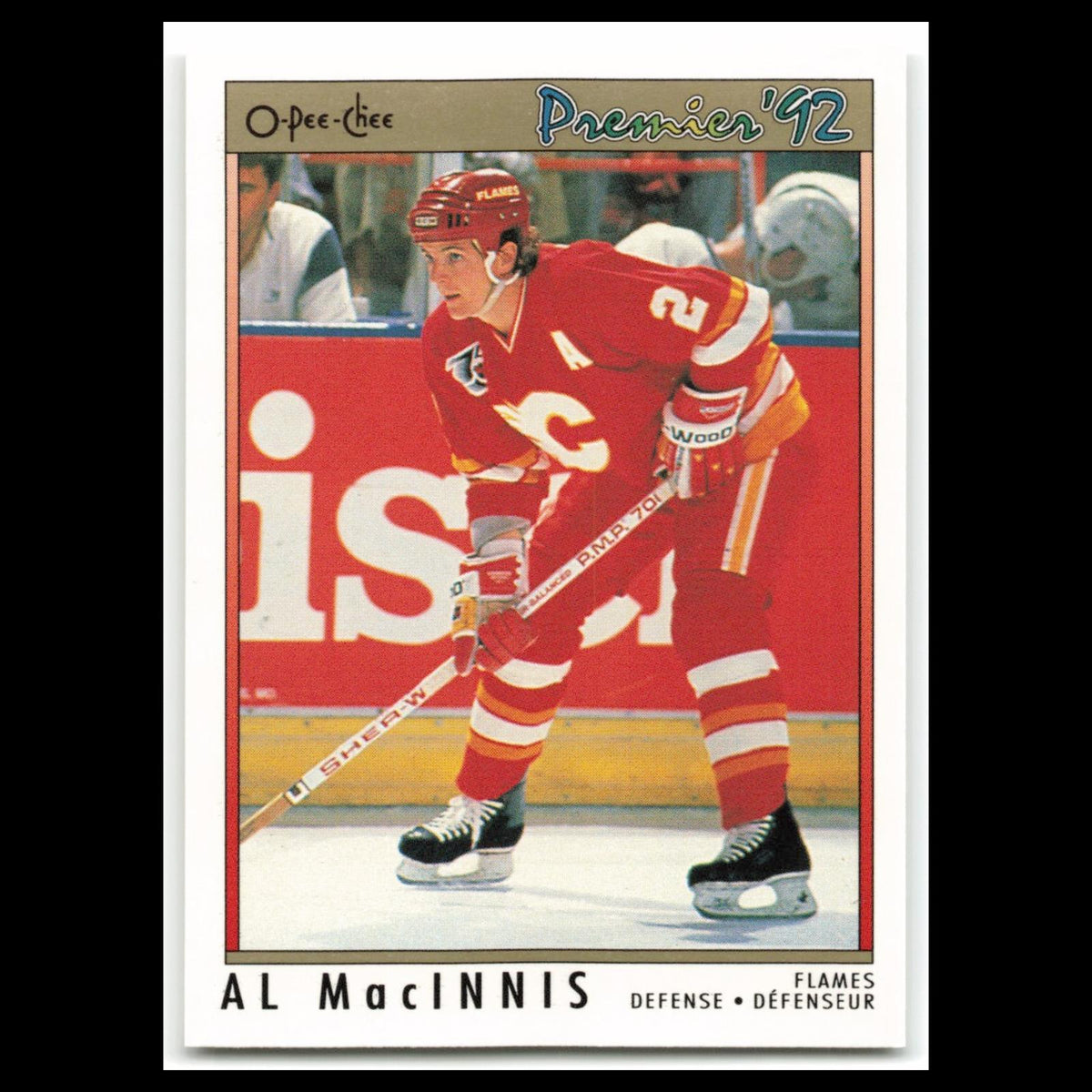 Al MacInnis #81 1992 O-Pee-Chee Premier Calgary Flames Hockey Card NHL NM
