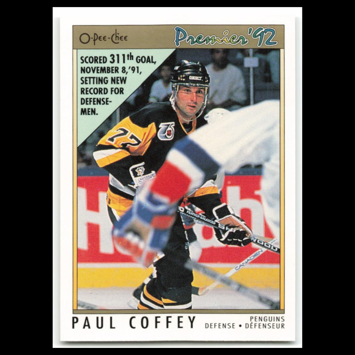 Paul Coffey #79 1992 O-Pee-Chee Premier Pittsburgh Penguins Hockey Card NHL NM