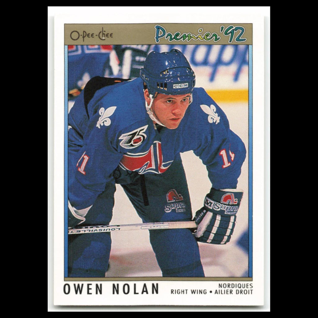 Owen Nolan #193 1992 O-Pee-Chee Premier Quebec Nordiques Hockey Card NHL NM