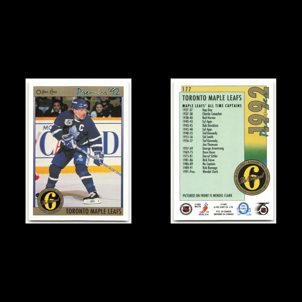 Wendel Clark #177 1992 O-Pee-Chee Premier Toronto Maple Leafs Hockey Card NHL NM