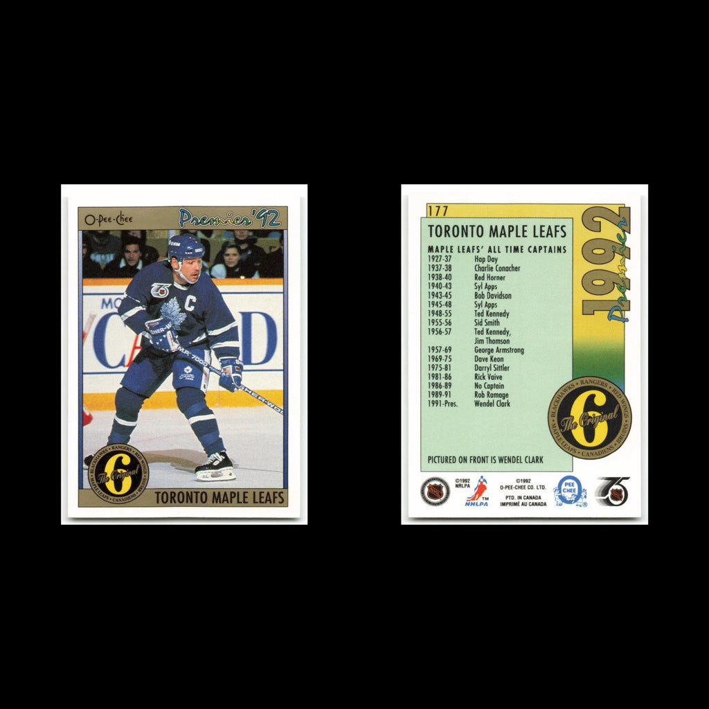 Wendel Clark #177 1992 O-Pee-Chee Premier Toronto Maple Leafs Hockey Card NHL NM