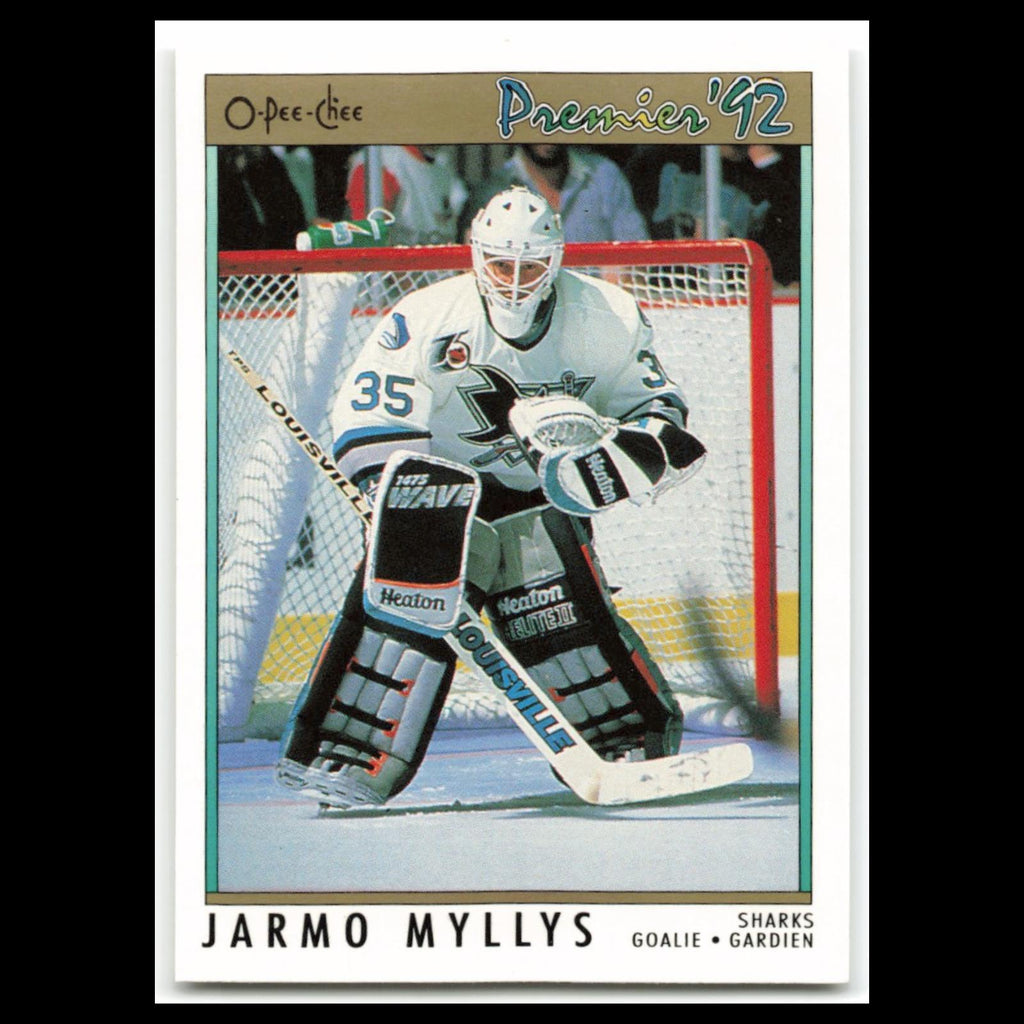 Jarmo Myllys #15 1992 O-Pee-Chee Premier San Jose Sharks Hockey Card NHL NM