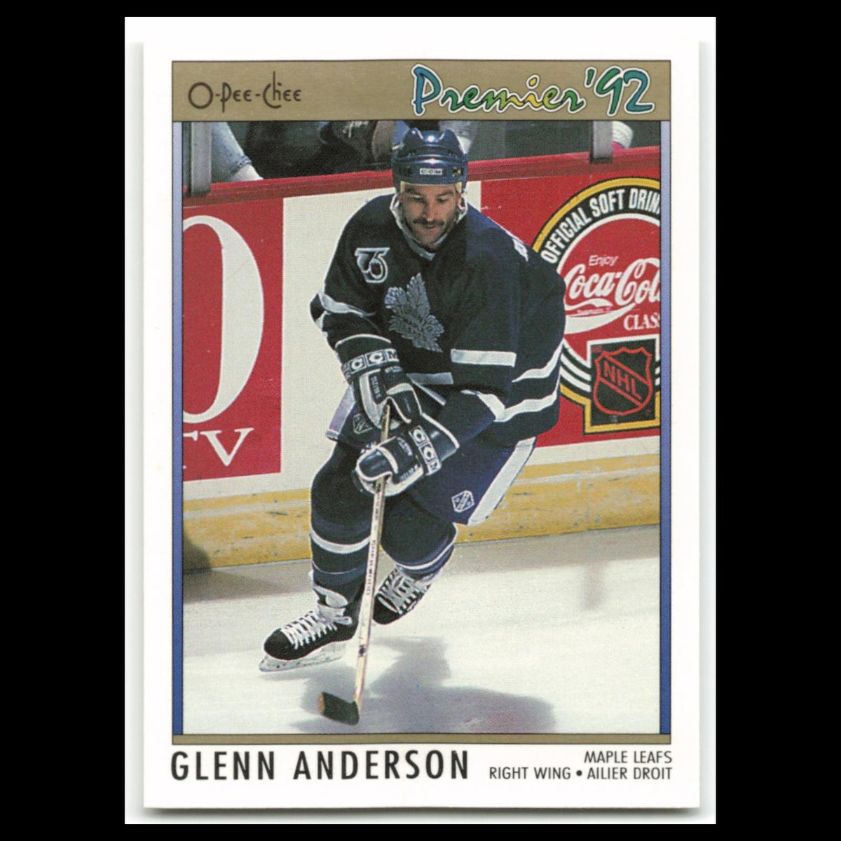 Glenn Anderson #10 1992 O-Pee-Chee Premier Toronto Maple Leafs Hockey Card NHL