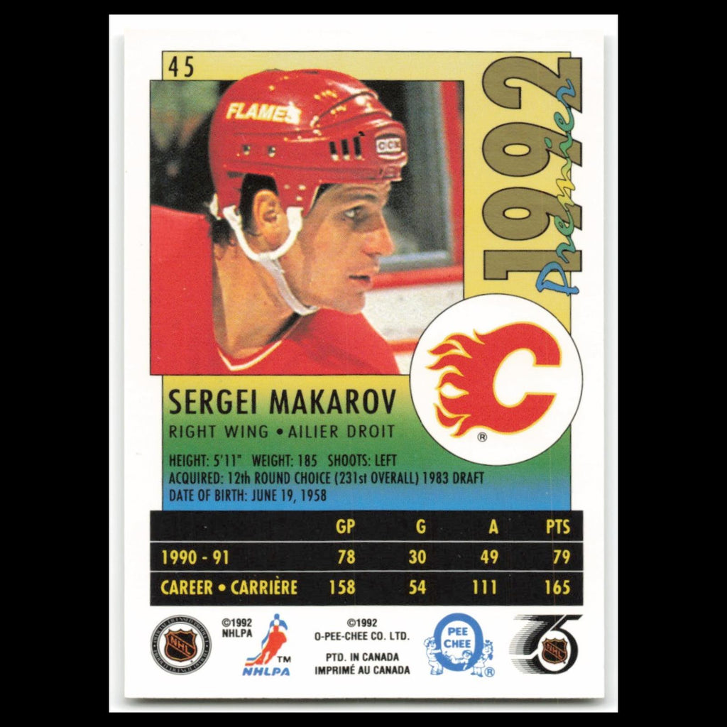 Sergei Makarov #45 1992 O-Pee-Chee Premier Calgary Flames Hockey Card NHL NM