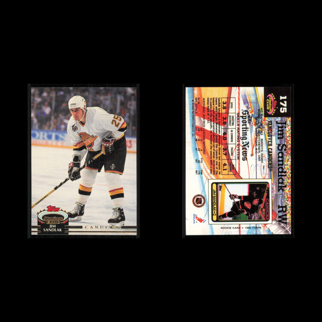 Jim Sandlak #175 1992 Stadium Club Vancouver Canucks Hockey Card NHL NM