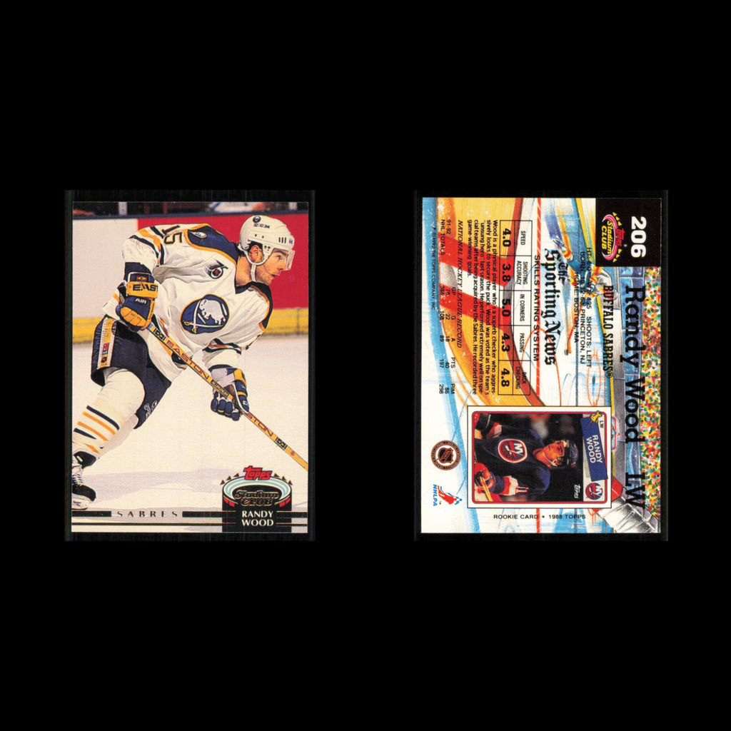 Randy Wood #206 1992 Stadium Club Buffalo Sabres Hockey Card NHL NM