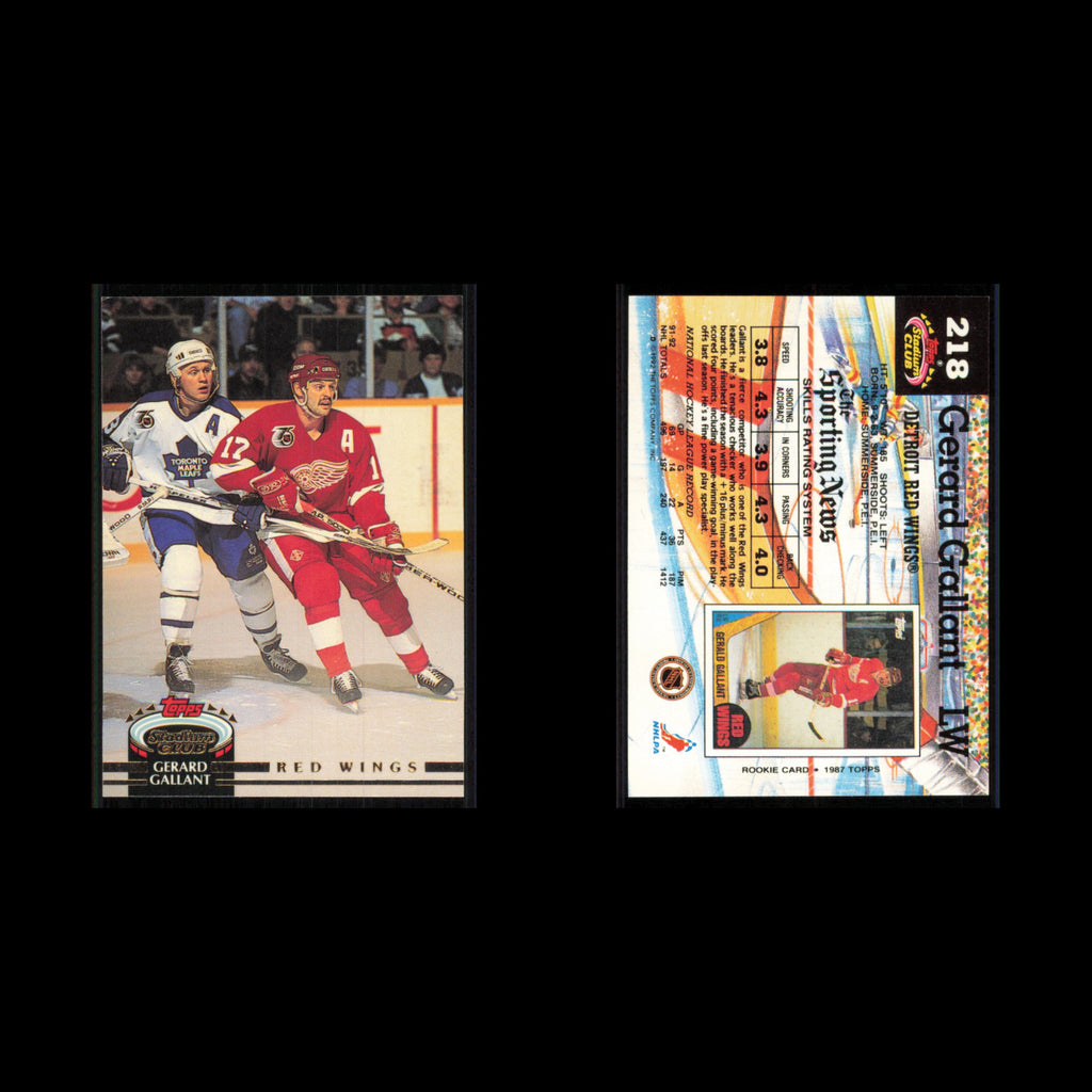 Gerard Gallant #218 1992 Stadium Club Detroit Red Wings Hockey Card NHL NM